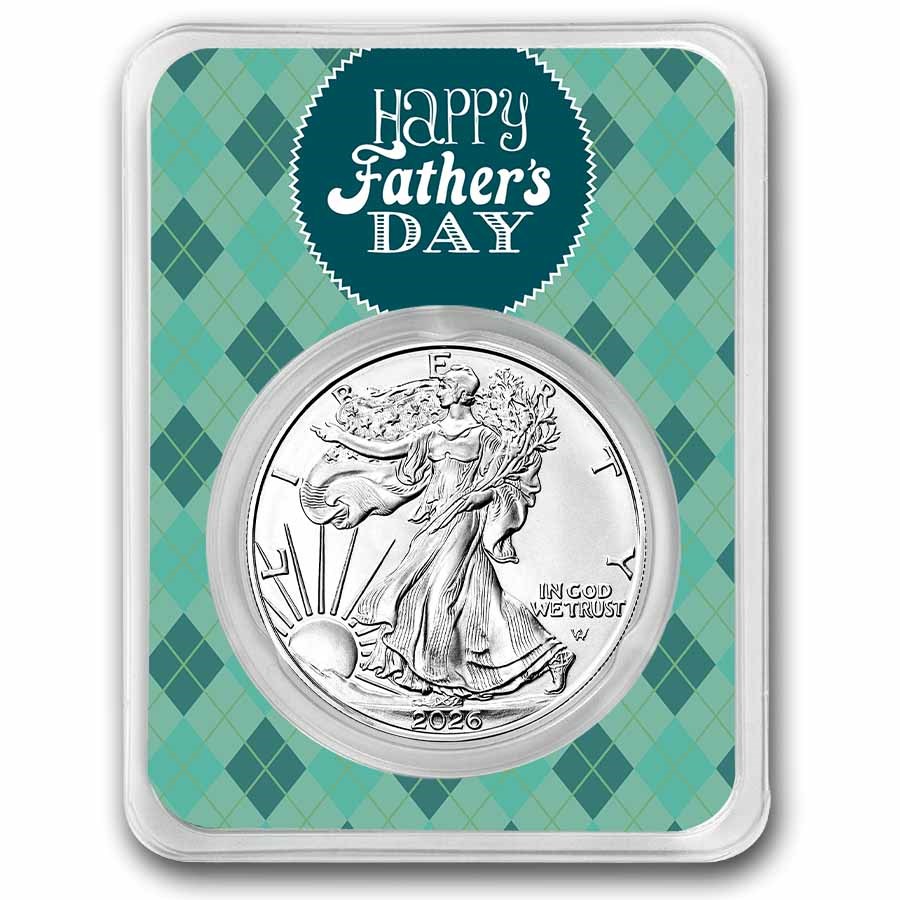 2026 1 oz Silver Eagle - w/Happy Father's Day, Argyle, In TEP