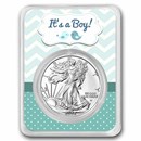 2026 1 oz Silver Eagle - w/"It's A Boy", Baby Birds Card, In TEP