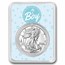 2026 1 oz Silver Eagle - w/"It's A Boy", Baby Blue Card, In TEP
