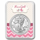 2026 1 oz Silver Eagle - w/"It's A Girl", Baby Birds Card, In TEP