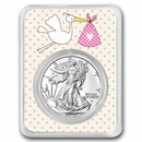 2026 1 oz Silver Eagle - w/"It's A Girl", Stork Card, In TEP