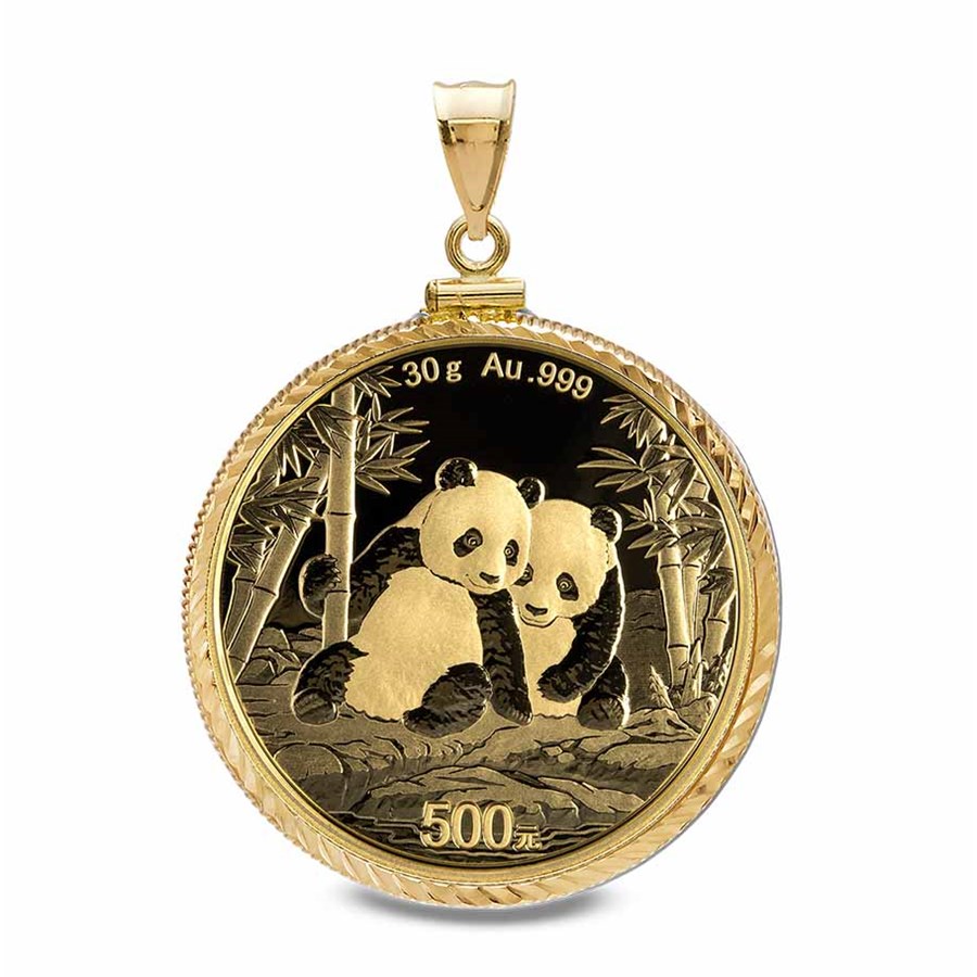 2026 30 gram Gold Panda Pendant (Diamond-Cut Screw Top Bezel)