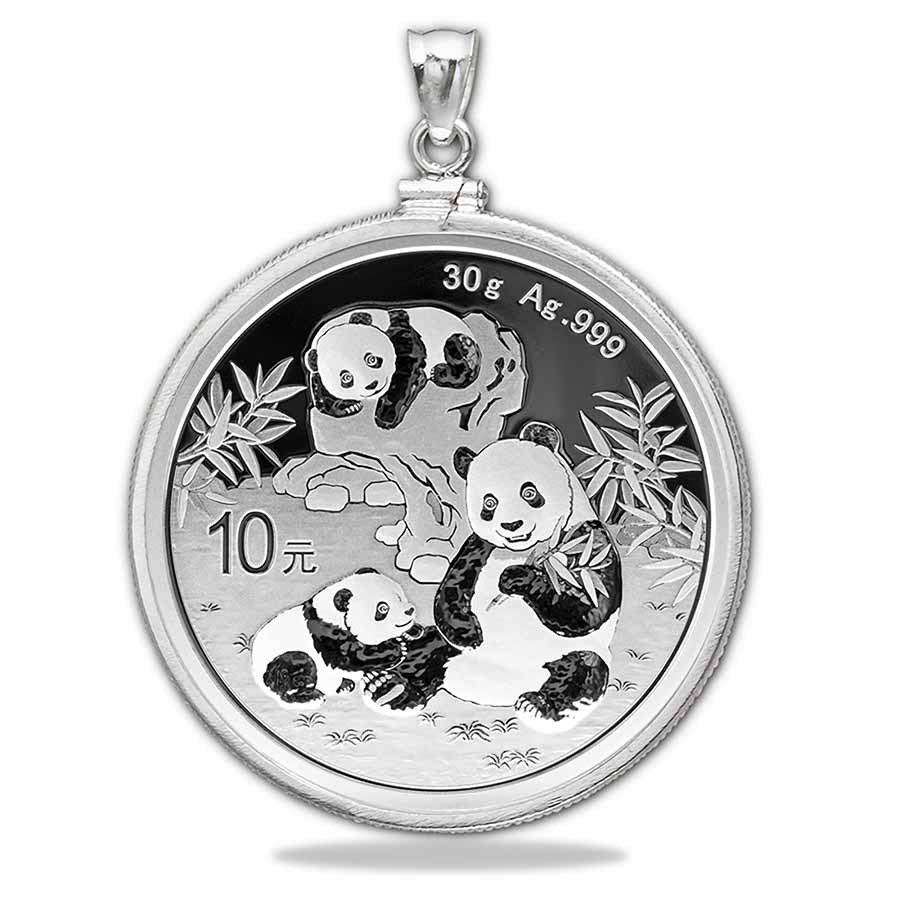 2026 30 gram Silver Panda Pendant (Plain Front - ScrewTop Bezel)