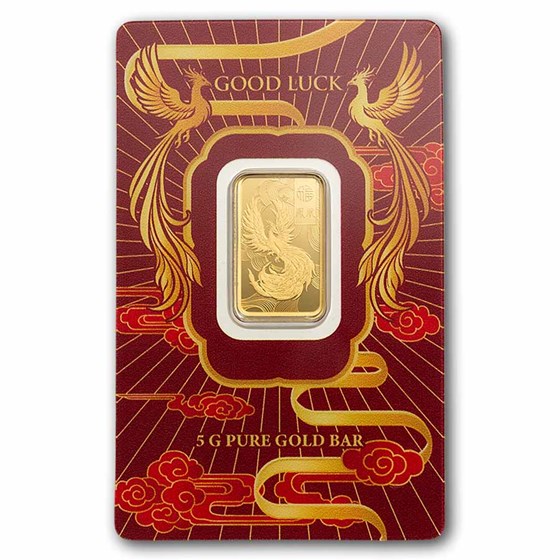 2026 5 gram Gold Bar - PAMP Good Luck Phoenix (In Assay w/Sleeve)