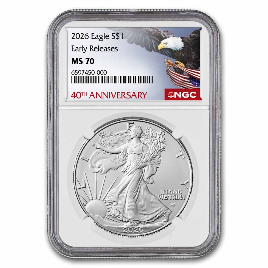 Buy 2026 Silver Eagle MS-70 NGC (ER, 40th Anniv) | APMEX