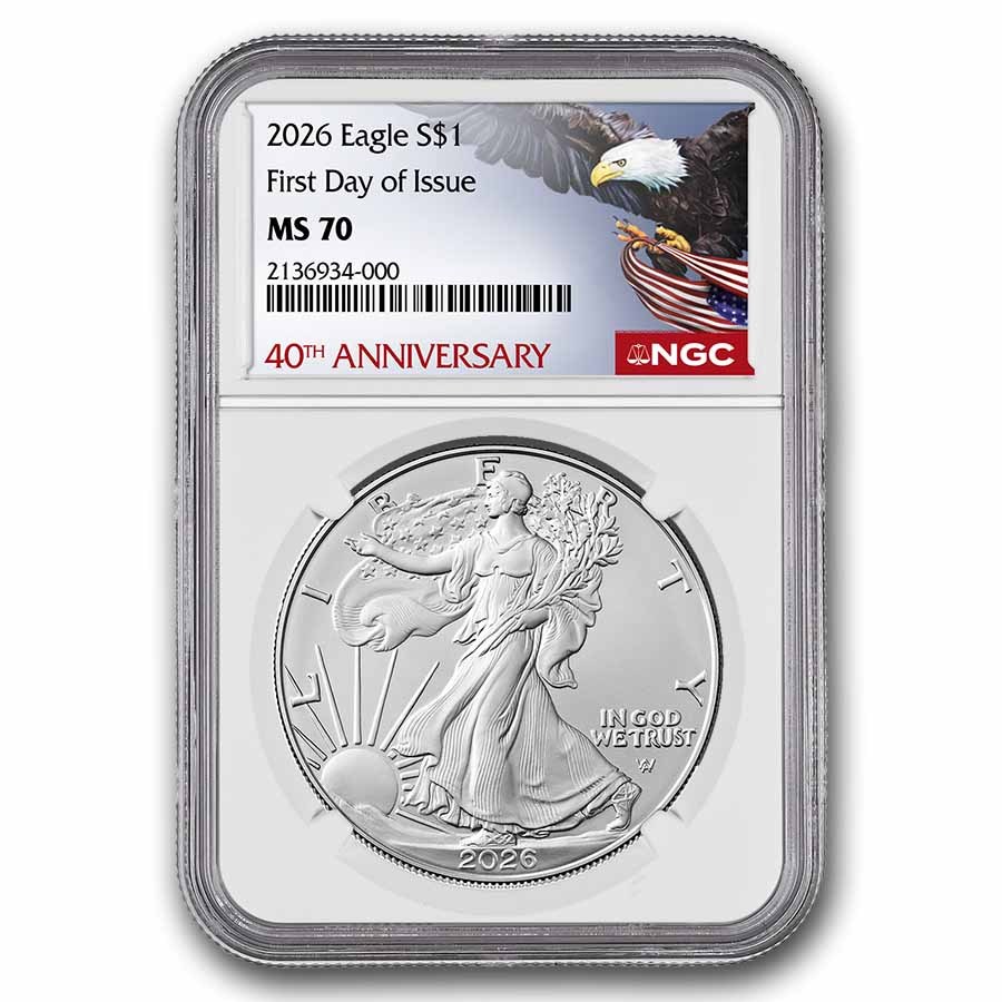 Presale: 2026 $1 American Silver Eagle – NGC MS70 FDI First Label, 1 Oz .999 Fine Silver