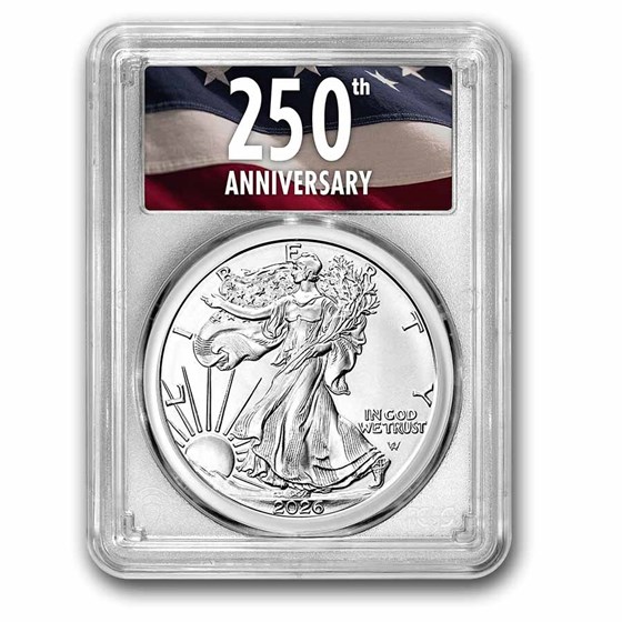 2026 American Silver Eagle MS-70 PCGS (FS, 250th Anniv Label)