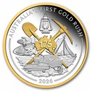 2026 AUS 1 oz Ag 175th Ann.of Australia's 1st Gold Rush Gilded