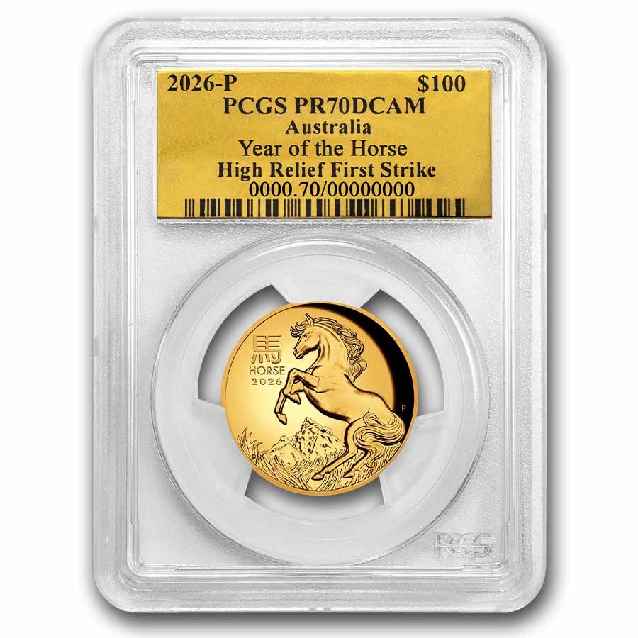 2026 AUS 1 oz Gold Lunar Horse PR-70 PCGS HR (FS, Gold Label)