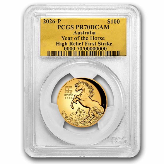 2026 AUS 1 oz Gold Lunar Horse PR-70 PCGS HR (FS, Gold Label)