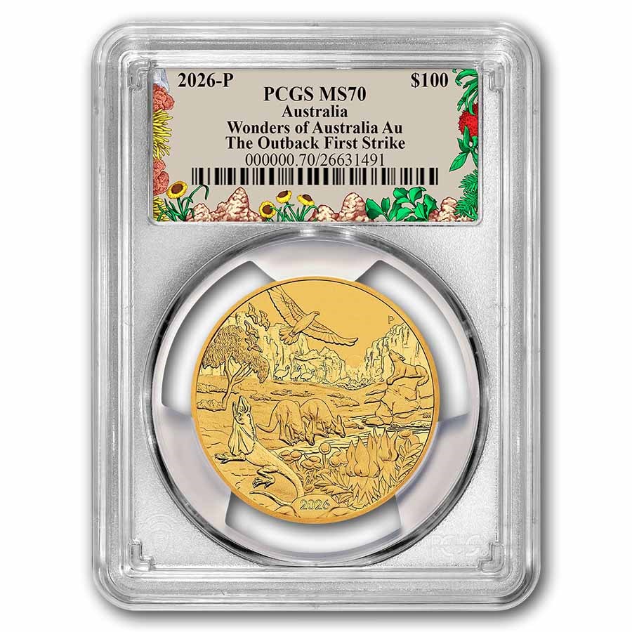 2026 AUS 1 oz Gold Wonders of Australia Outback MS-70 PCGS FS