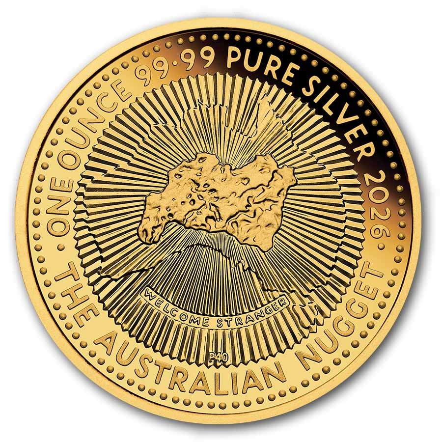 2026 AUS 1 oz Silver 40th Ann. of the Nugget Gold-Plated In card