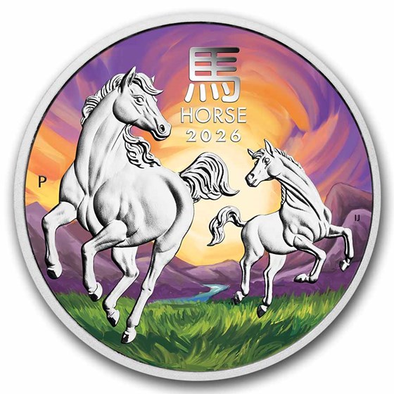 2026 AUS 1 oz Silver Colorized Lunar Horse Money Expo (in card)