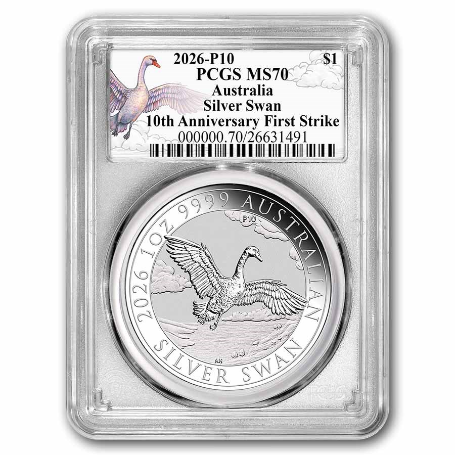2026 AUS 1 oz Silver Swan MS-70 PCGS FS (Anniversary Swan Label)
