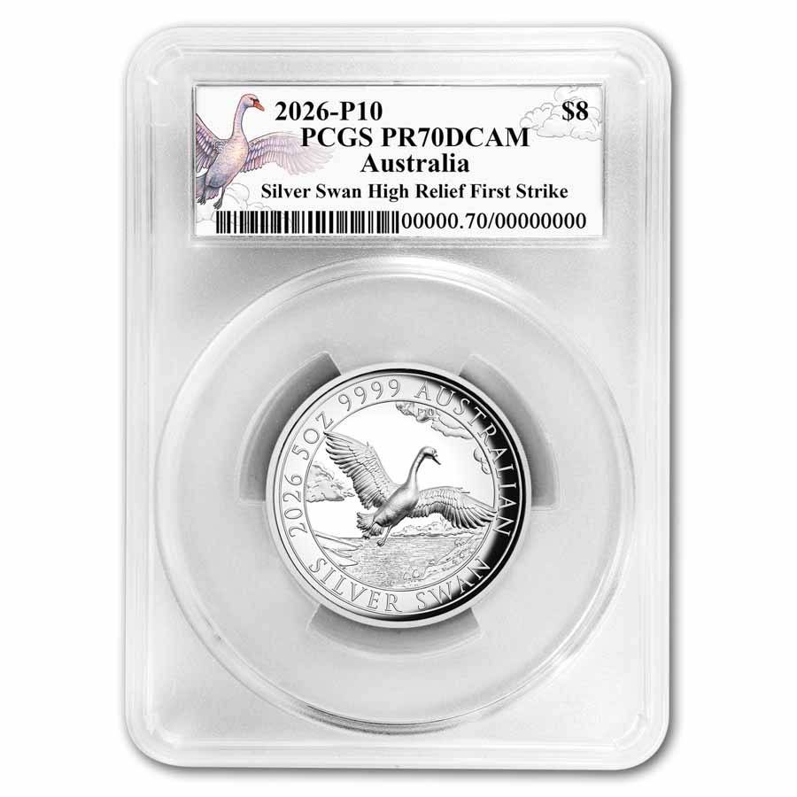 2026 AUS 5 oz Silver Swan COA #9 PR-70 PCGS DCAM HR FS