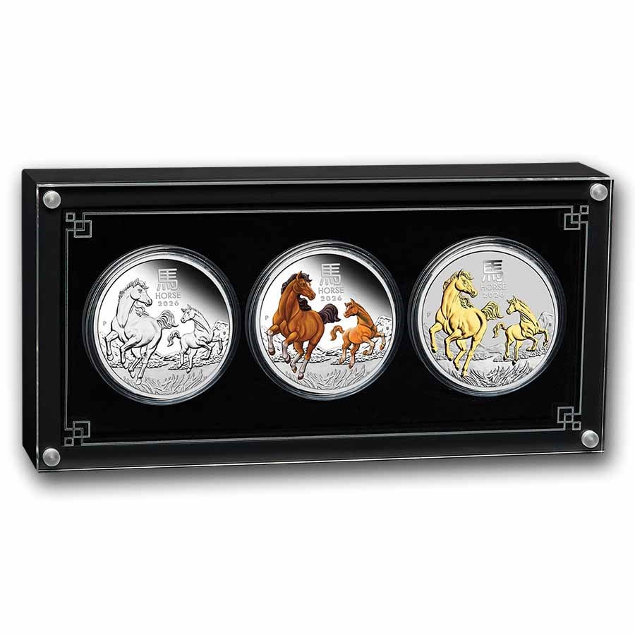 2026 AUS Year of the Horse 1 oz Silver Trio (SIII, w/Box & COA)
