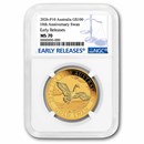 2026 Australia 1 oz Gold 10th Anniversary Swan MS-70 NGC (ER)