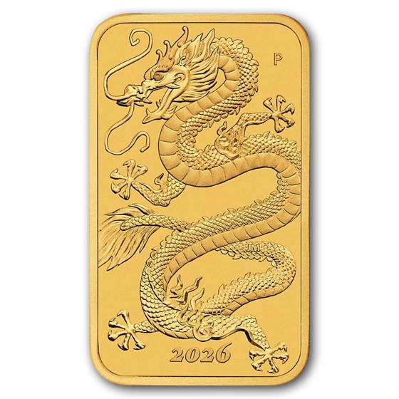 2026 Australia 1 oz Gold Dragon Rectangular Coin BU
