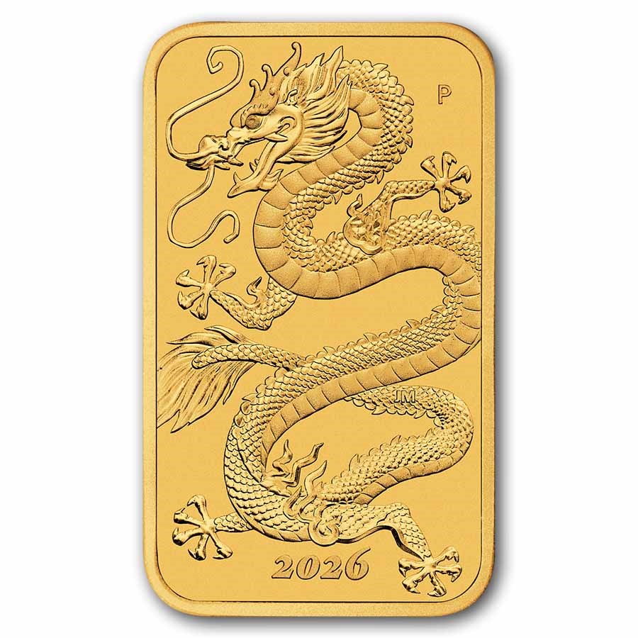 2026 Australia 1 oz Gold Dragon Rectangular Coin BU