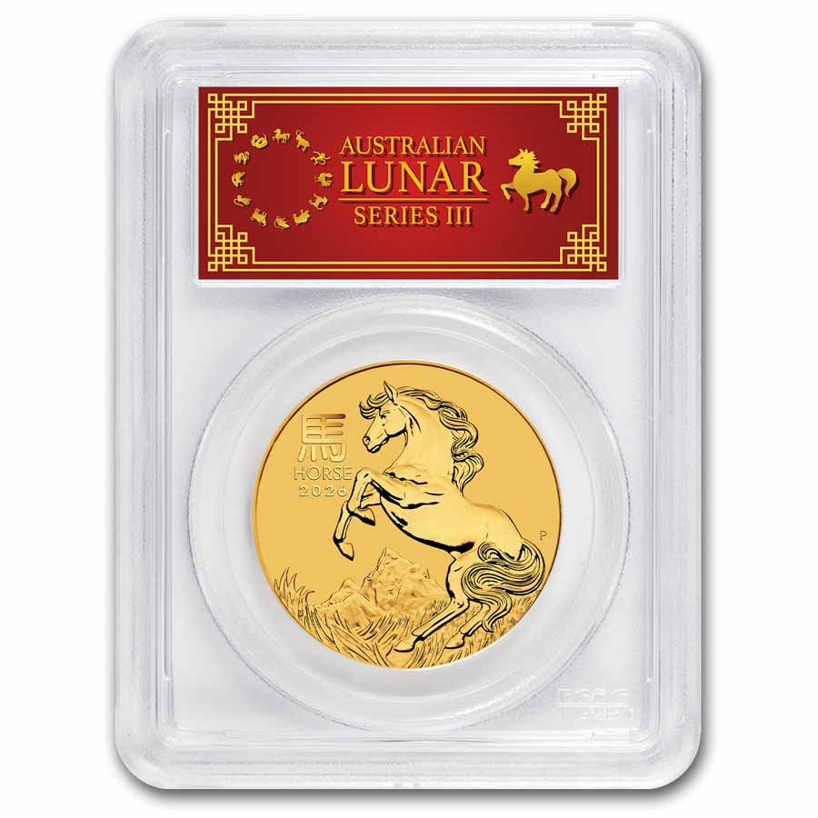 Buy 2026 Australia 1 oz Gold Lunar Horse MS-70 PCGS (FDI, Red) | APMEX