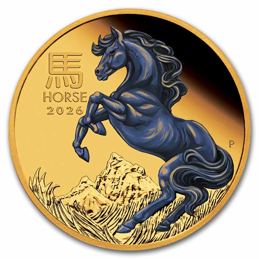 2026 Australia 1 oz Gold Lunar Horse PF (Colorized, Box & COA)
