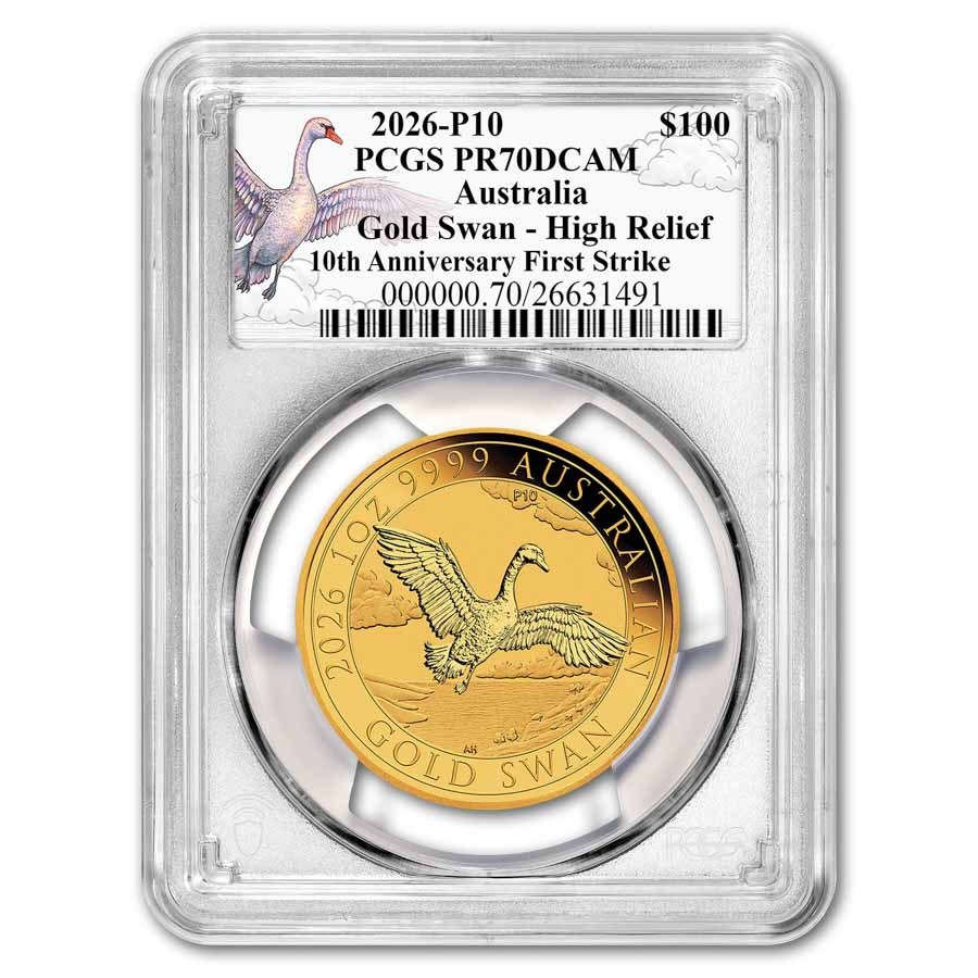 2026 Australia 1 oz Gold Swan COA #7 PR-70 PCGS HR DCAM (FDI)