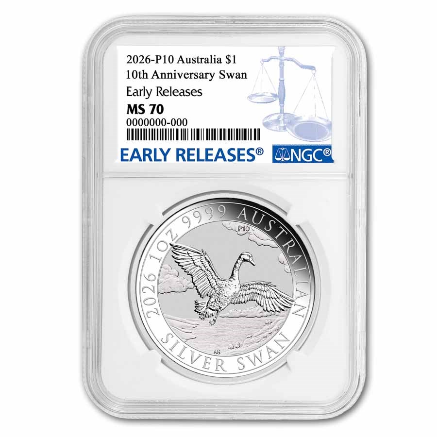 2026 Australia 1 oz Silver 10th Anniversary Swan MS-70 NGC (ER)