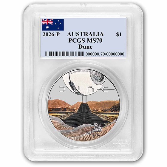 2026 Australia 1 oz Silver Colorized Dune Coin PCGS MS-70
