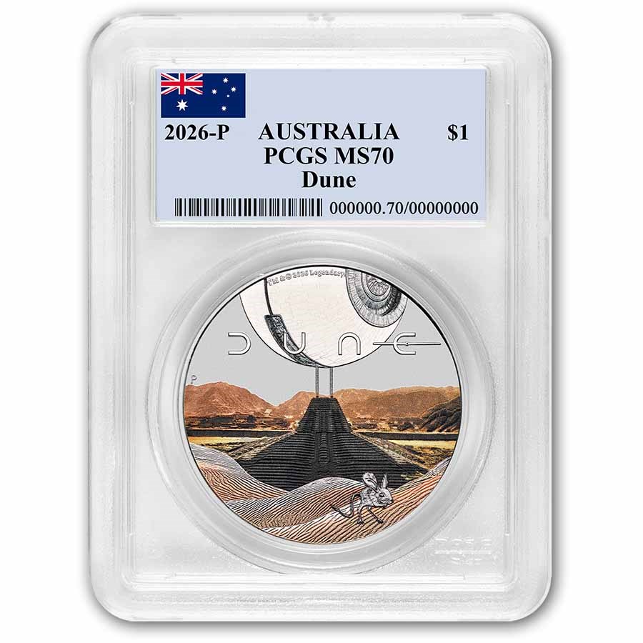 2026 Australia 1 oz Silver Colorized Dune Coin PCGS MS-70