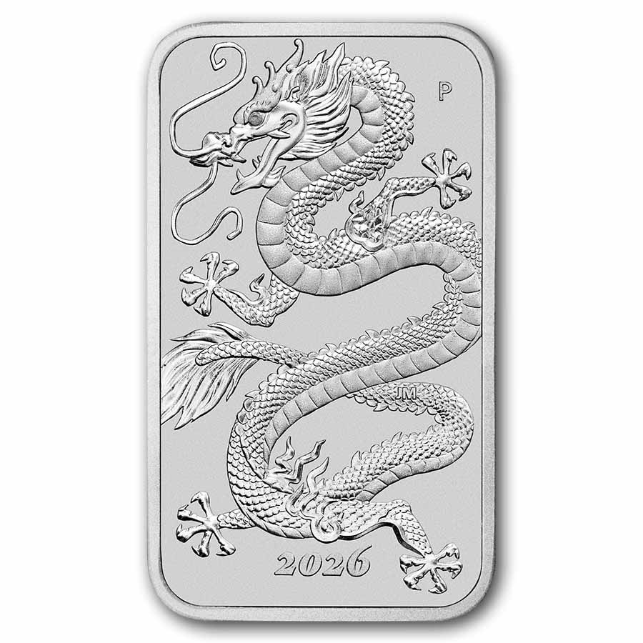 2026 Australia 1 oz Silver Dragon Rectangular Coin BU