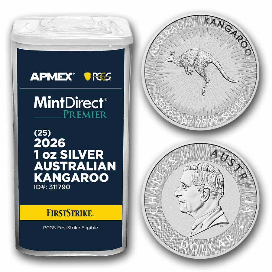 Buy 25-Coin 2026 Australia 1 oz Silver Kangaroo Tube | APMEX