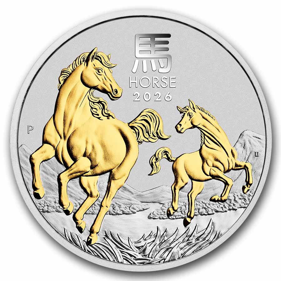 Buy 2026 Australia 1 oz Silver Lunar Horse (Gilded) | APMEX