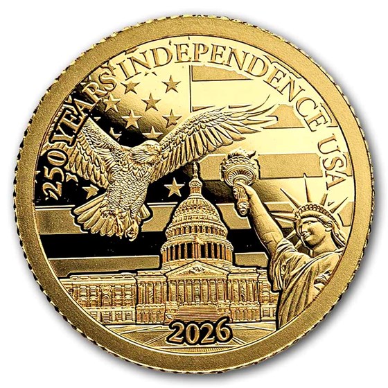 2026 Barbados 1/2 Gram Gold 250 Years Independence USA