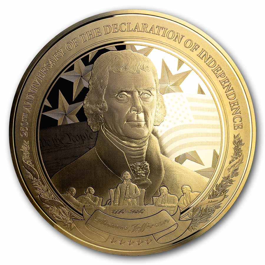 2026 Barbados 1 oz Gold Committee of Five: Thomas Jefferson