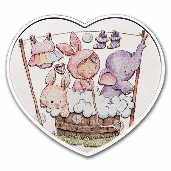 2026 Cameroon 1 oz Silver Heart Shaped: Baby Girl