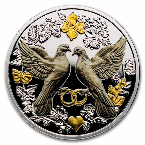 2026 Cameroon Silver Proof Wedding Doves Coin (With Box and COA)