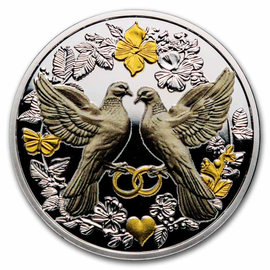 2026 Cameroon Silver Proof Wedding Doves Coin (With Box and COA)