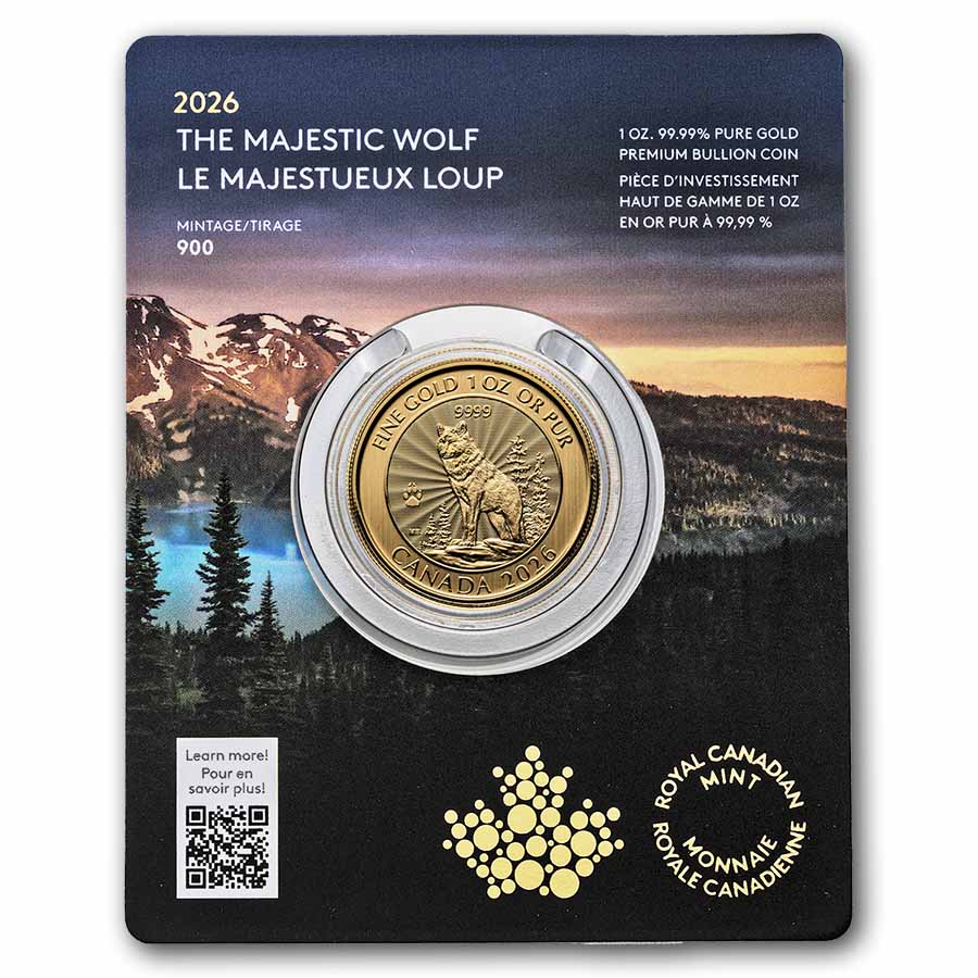 マウル　Q Denken Gold Buy 2026 Canadian 1 oz Gold $50 Majestic Wolf (Premium) | APMEX