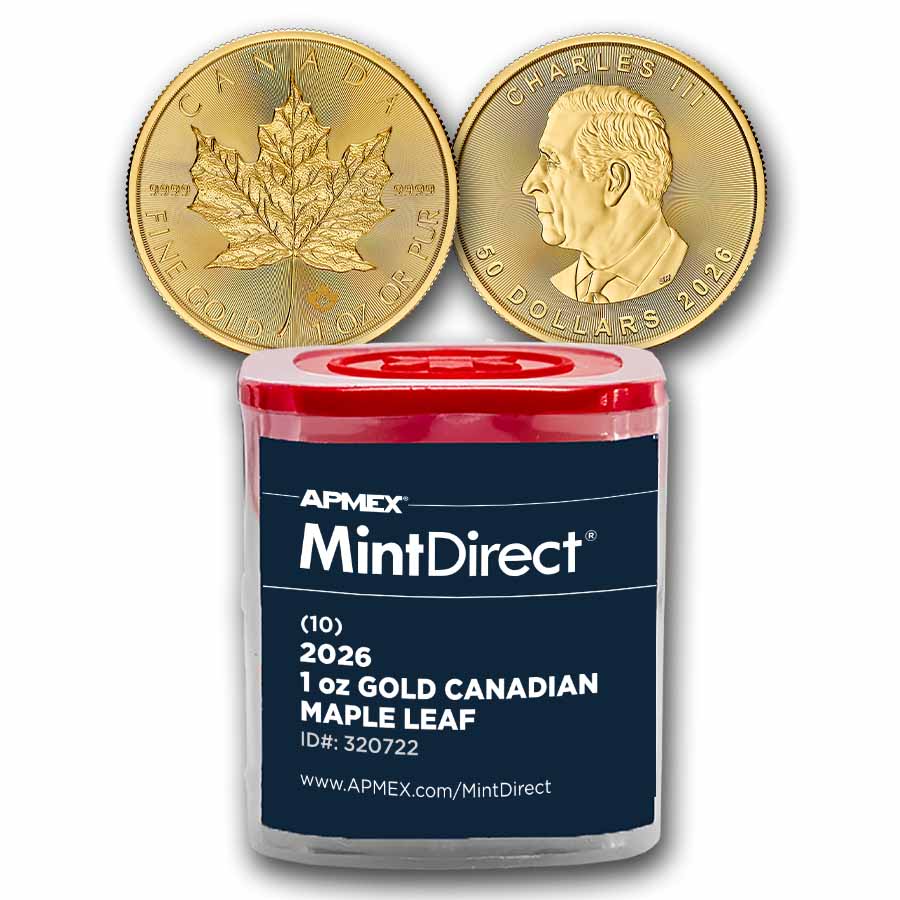 Buy 10-Coin 2026 Canadian 1 oz Gold Maple MintDirect Tube | APMEX