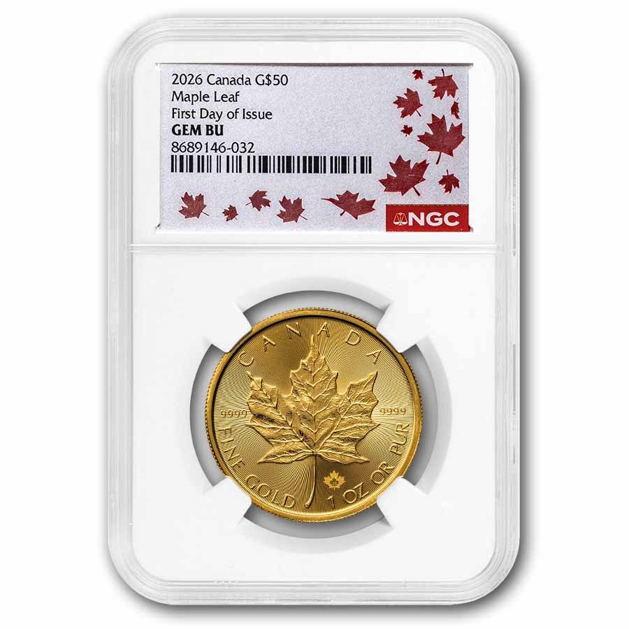 2026 Canada 1 oz Gold Maple Leaf Gem BU NGC First Day Issue