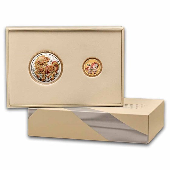 2026 China 2-Coin Gold/Silver Lunar Horse Proof Set w/ Box & COA