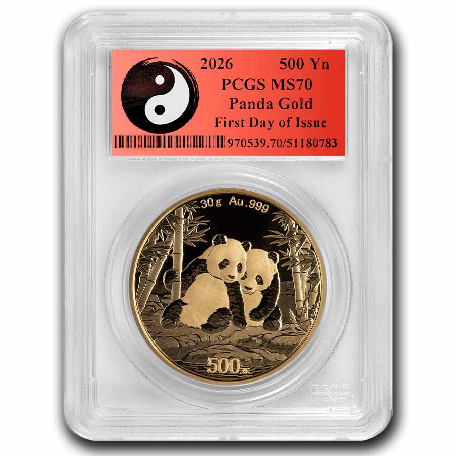 2026 China 30 gram Gold Panda MS-70 PCGS (FDI, Yin-Yang)