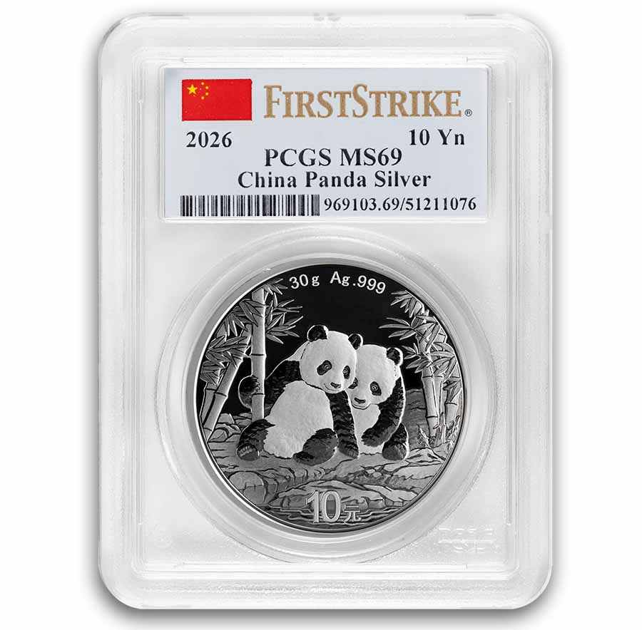 Buy 2026 Chinese 30 gram Silver Panda MS-69 (FS, Flag) | APMEX