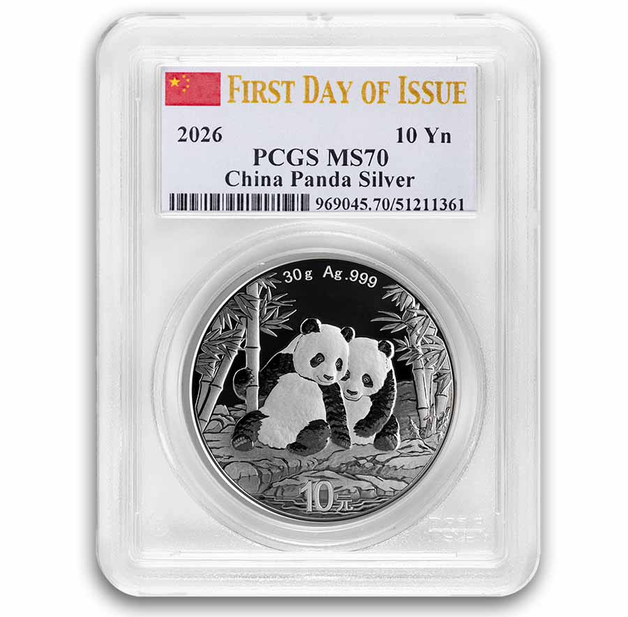 Buy 2026 Chinese 30 gram Silver Panda MS-70 PCGS (FDI, Flag Label