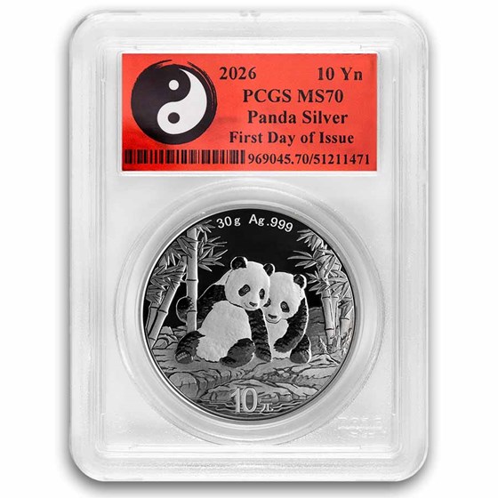 2026 China 30 gram Silver Panda MS-70 PCGS (FDI, Yin-Yang)