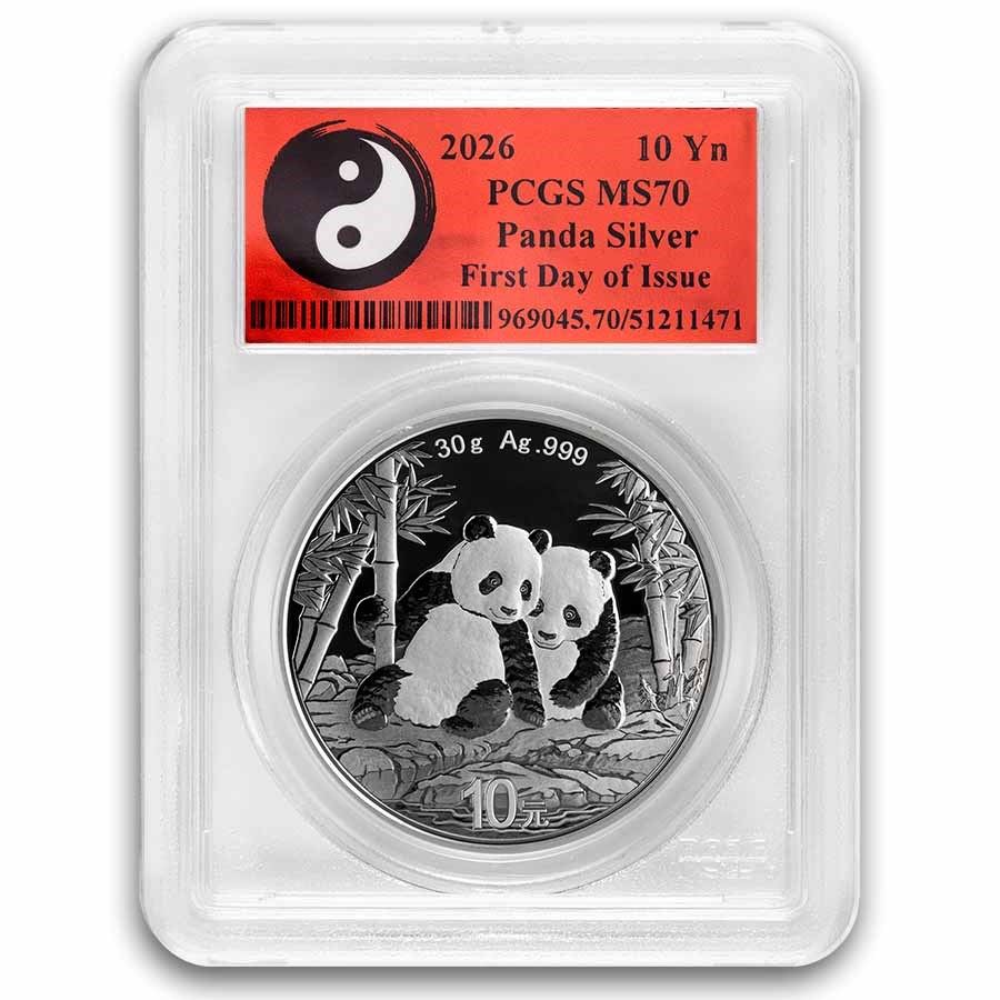 2026 China 30 gram Silver Panda MS-70 PCGS (FDI, Yin-Yang)
