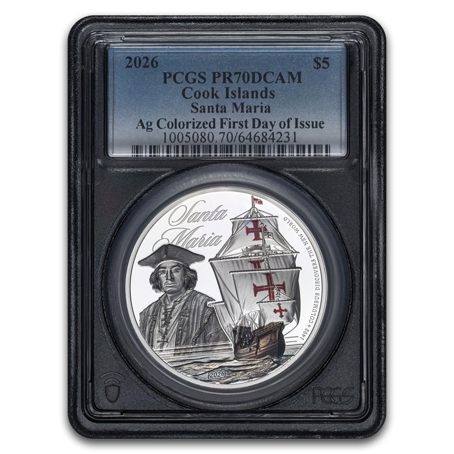 2026 Cook Isl 1 oz Ag Legends of the Sea: Santa Maria PR-70 PCGS
