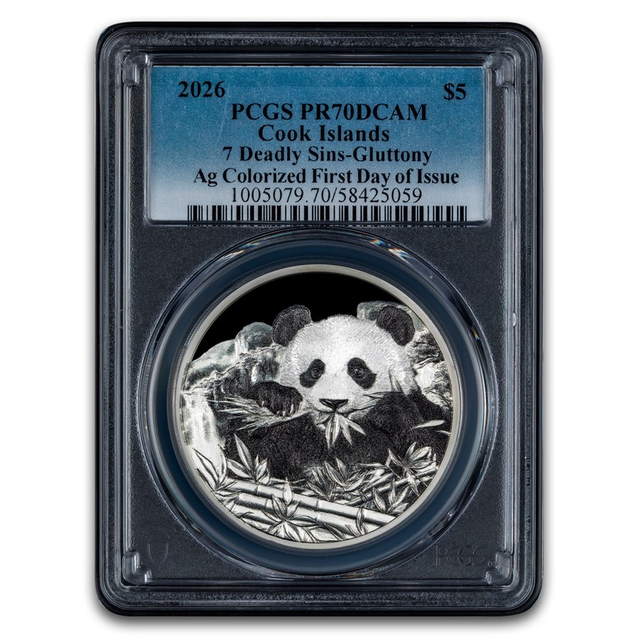 2026 Cook Isl 1 oz Silver Seven Deadly Sins Gluttony Panda PR-70
