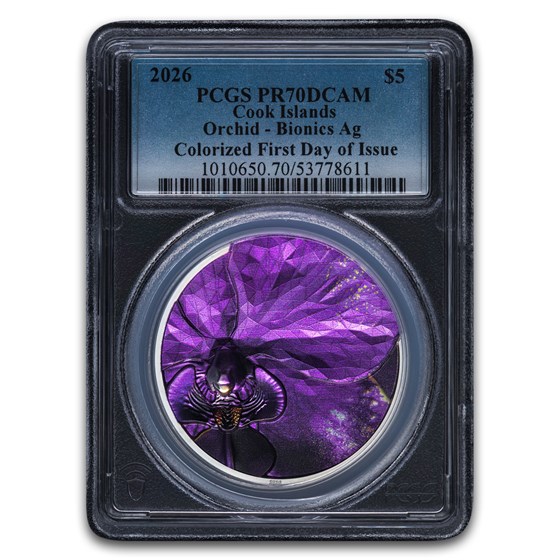 2026 Cook Islands 1 oz Silver Bionics: Orchid PR-70 PCGS FDI