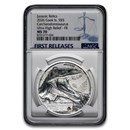 2026 Cook Islands 1 oz Silver Carcharodontosaurus MS-70 NGC FR